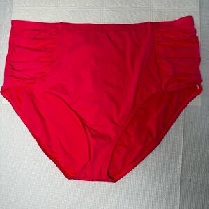 La Blanca Island Goddess Side Shirred High Waist Bottom Women Plus Size 22W Pink